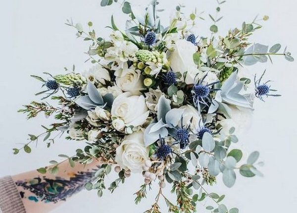 shades of blue wedding bouquet