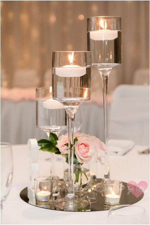 simple floating candles wedding centerpiece