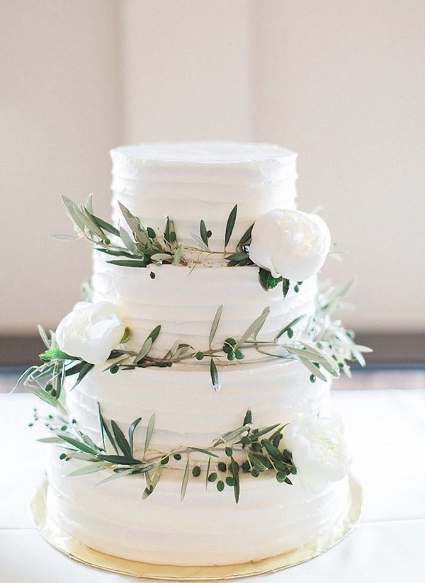 simple olive buttercream wedding cake