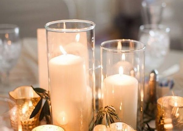 simple romantic candles wedding centerpiece ideas
