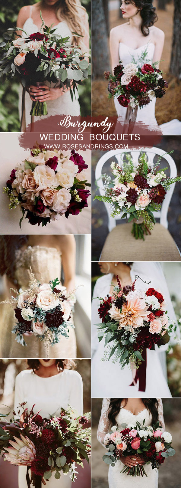 stunning burgundy bridal flower bouquets for all seasons
