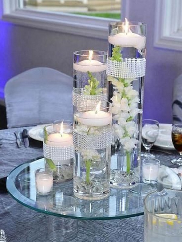 vintage white floating wedding centerpiece