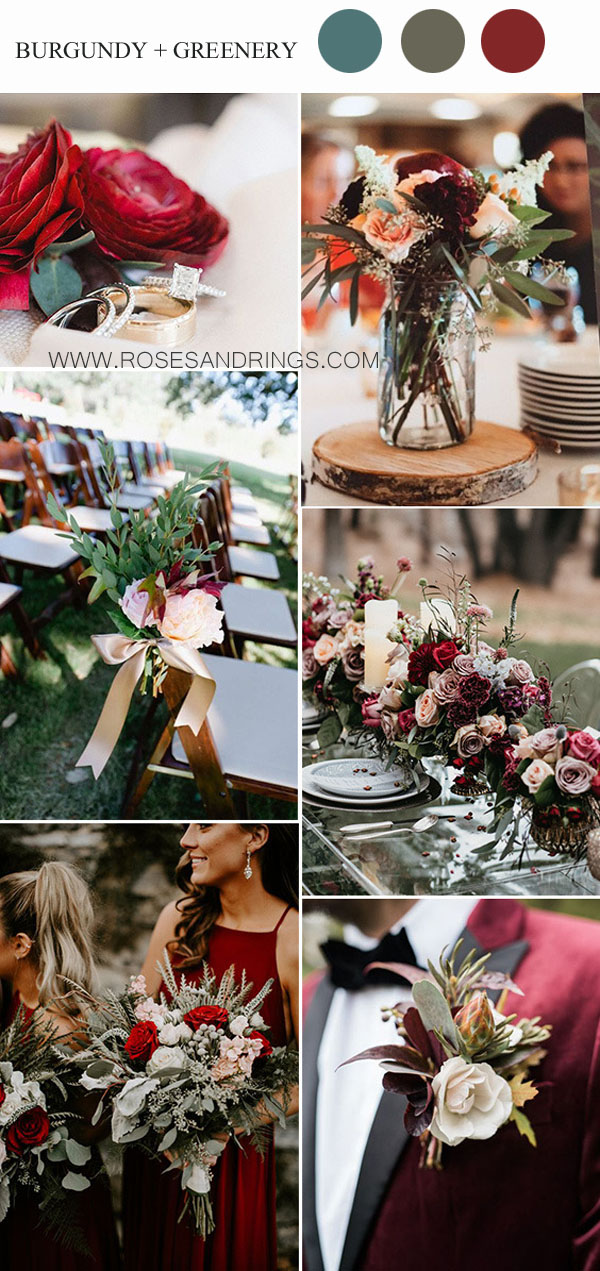 Burgundy and Greenery Wedding Color Ideas