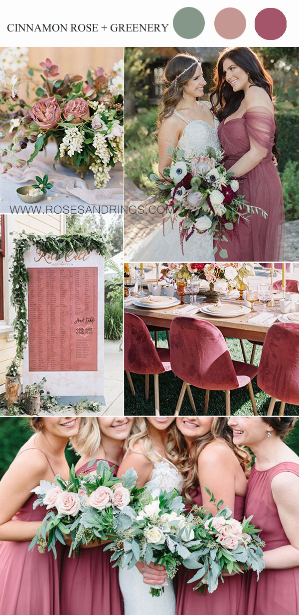 Cinnamon Rose and Greenery Wedding Color Ideas