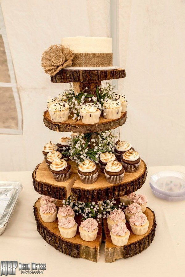 DIY rustic wedding cupcake stand