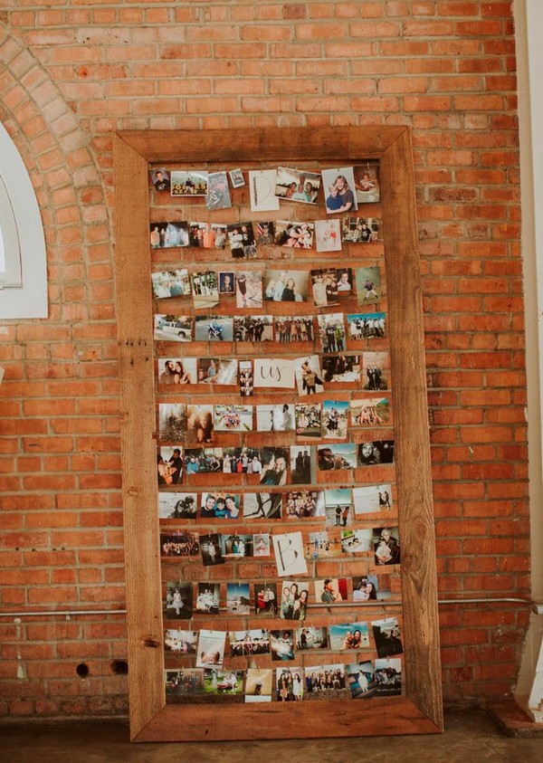 DIY wedding photo display ideas with wooden frames