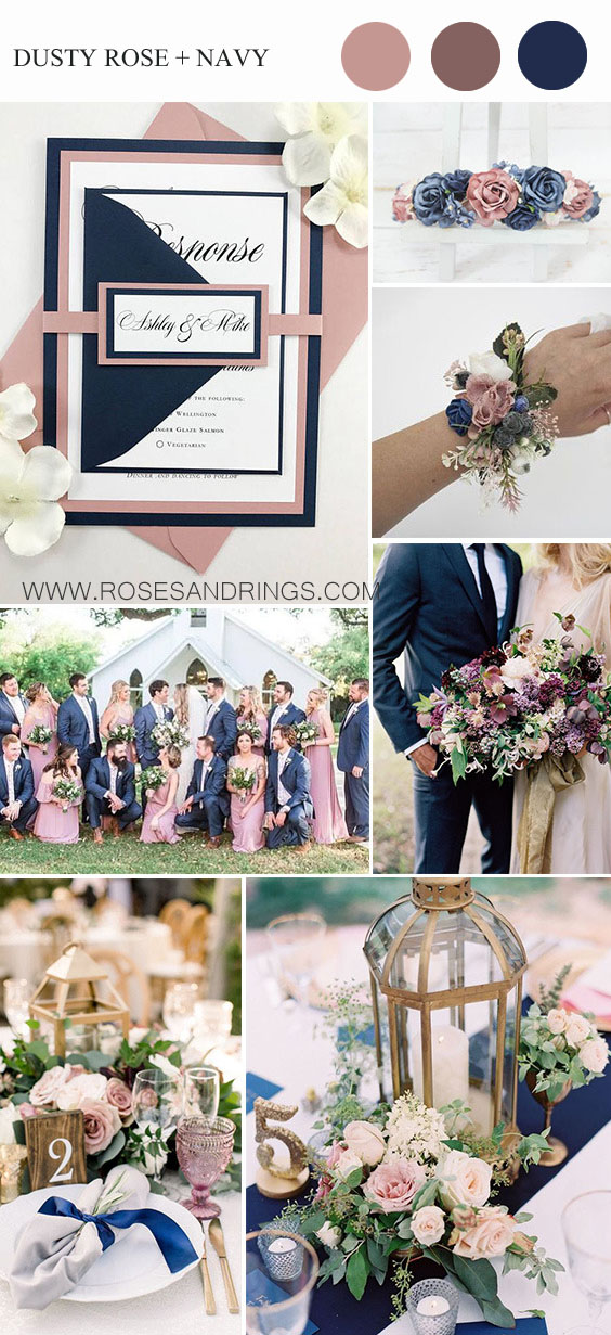 Dusty rose and Navy blue Wedding Color Ideas