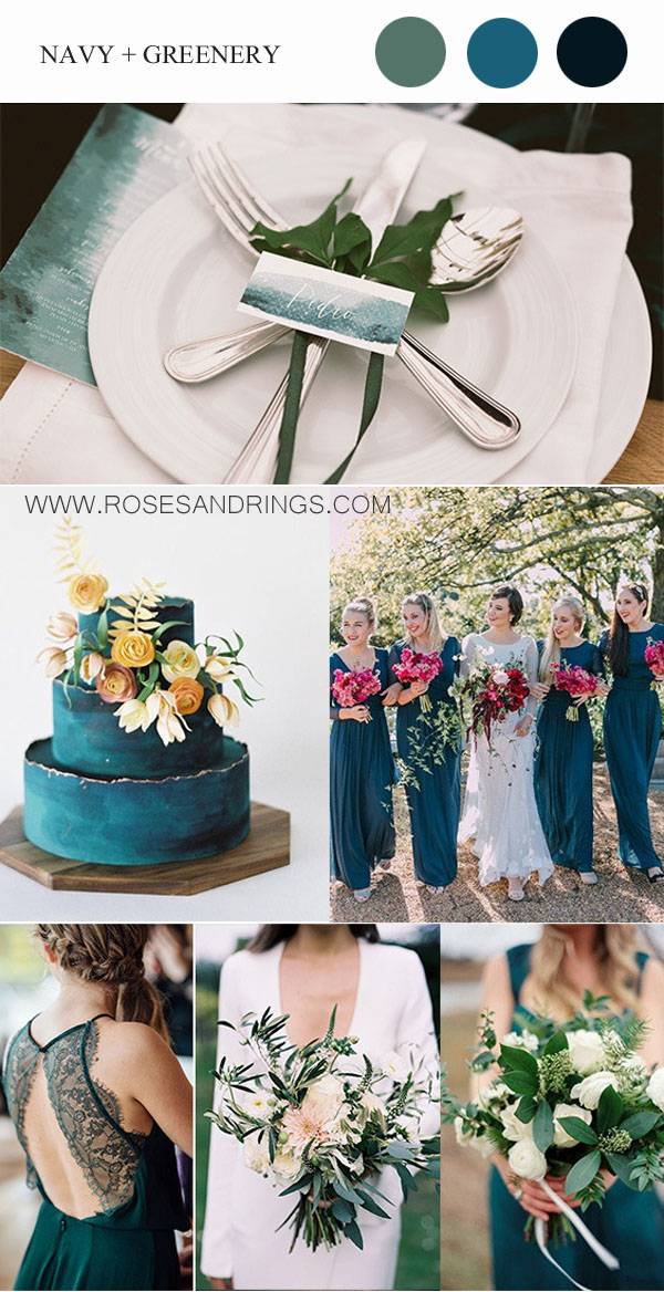 Greenery, Navy and Marigold Wedding Color Ideas