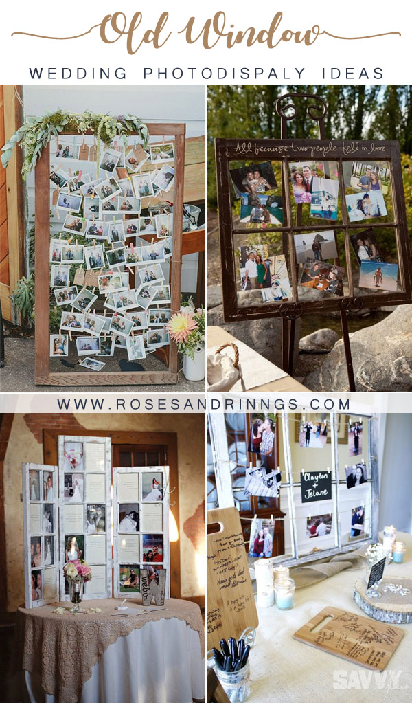 Old Window Wedding Photo Display Ideas for Outdoor Weddings