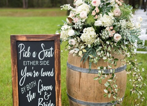 Pick a Seat Not a Side Wedding Sign and Wine Barrel Decor