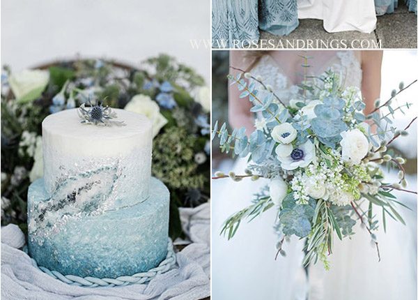 airy blue and silver winter wedding colors