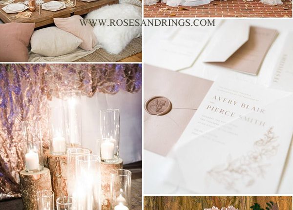 cozy nude blush and brown winter wedding color ideas