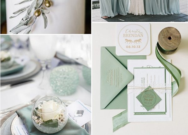elegant green jade and brown winter wedding colors