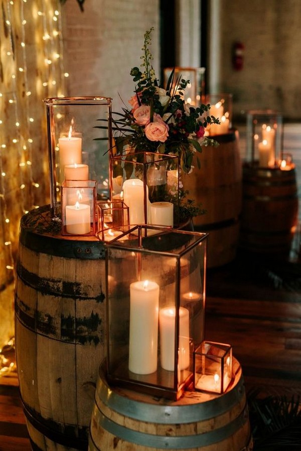 rustic candles wedding decoration