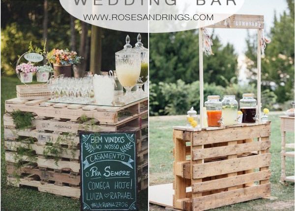 rustic country wooden pallet wedding bar ideas