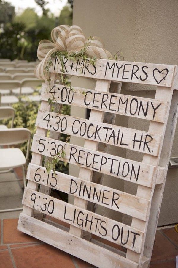 rustic diy pallet wedding timeline sign ideas