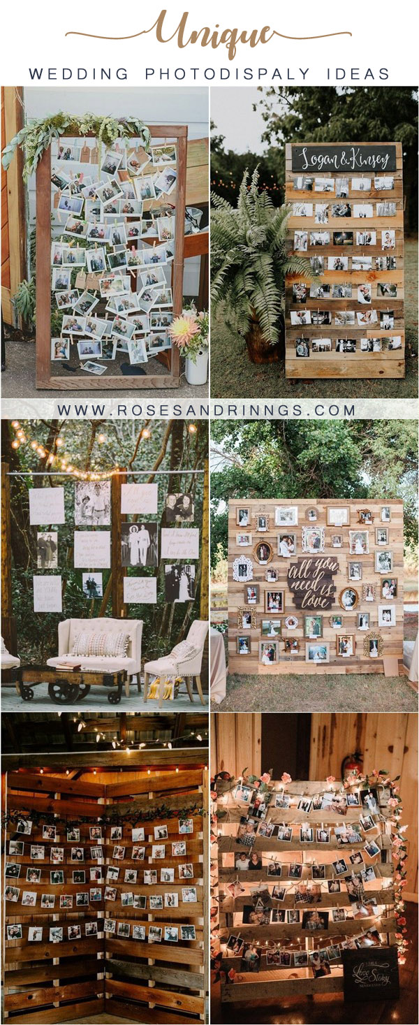 rustic wedding photo display ideas