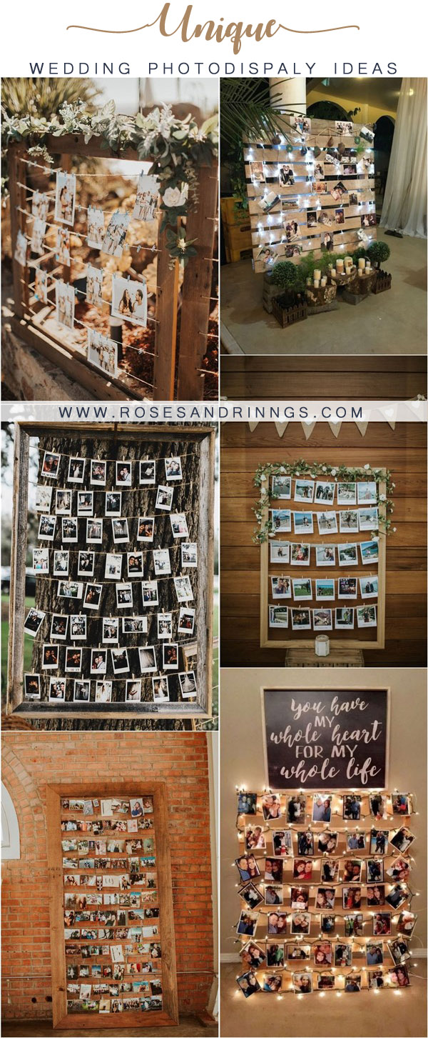 rustic wedding photo display ideas