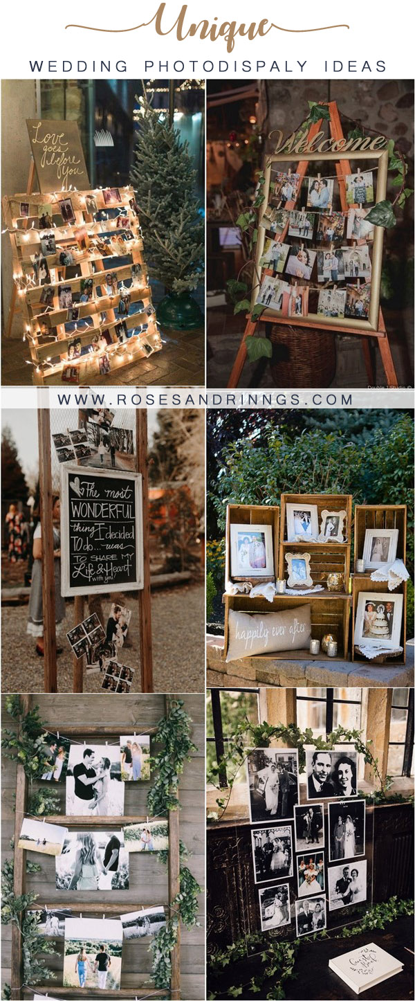 rustic wedding photo display ideas