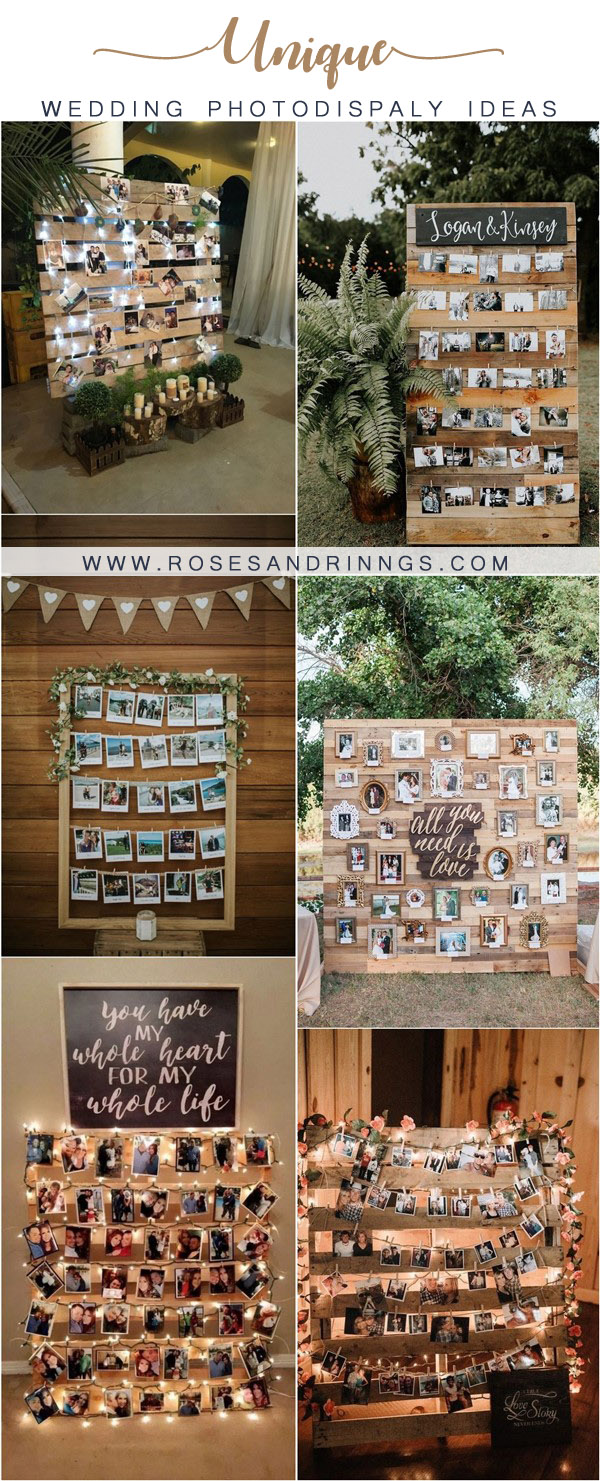 rustic wedding photo display ideas