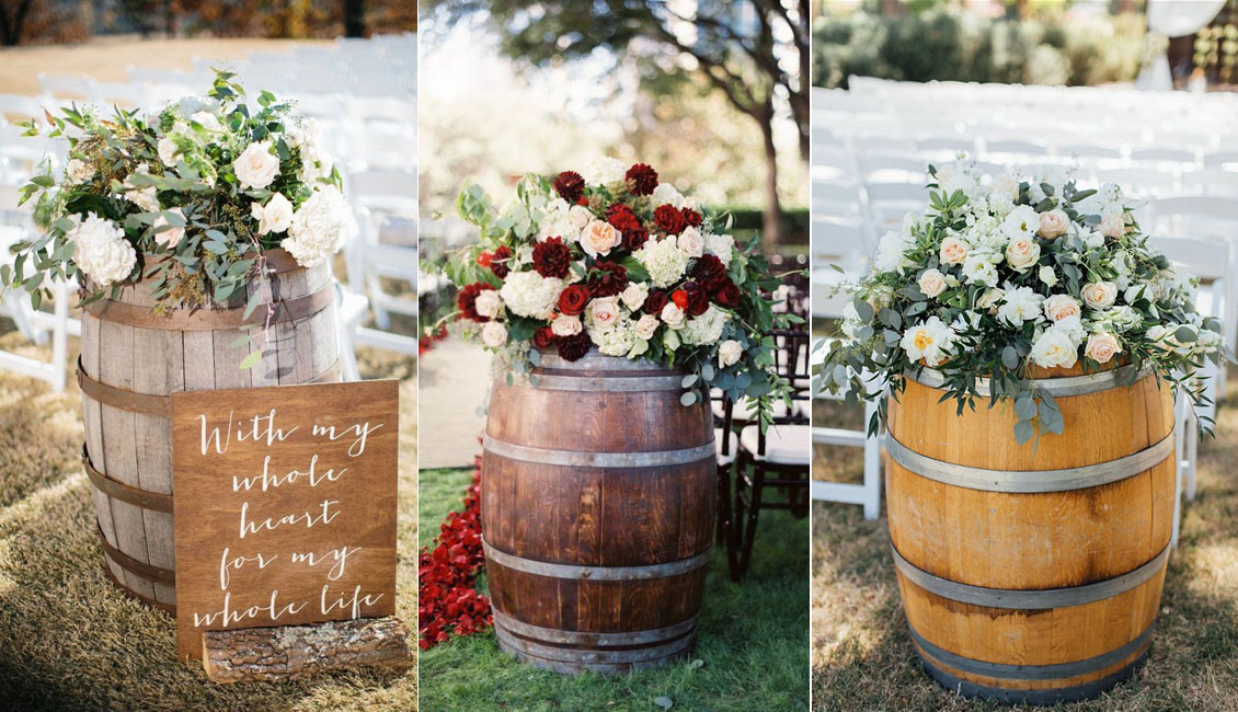 rustic wine barrel wedding decor ideas