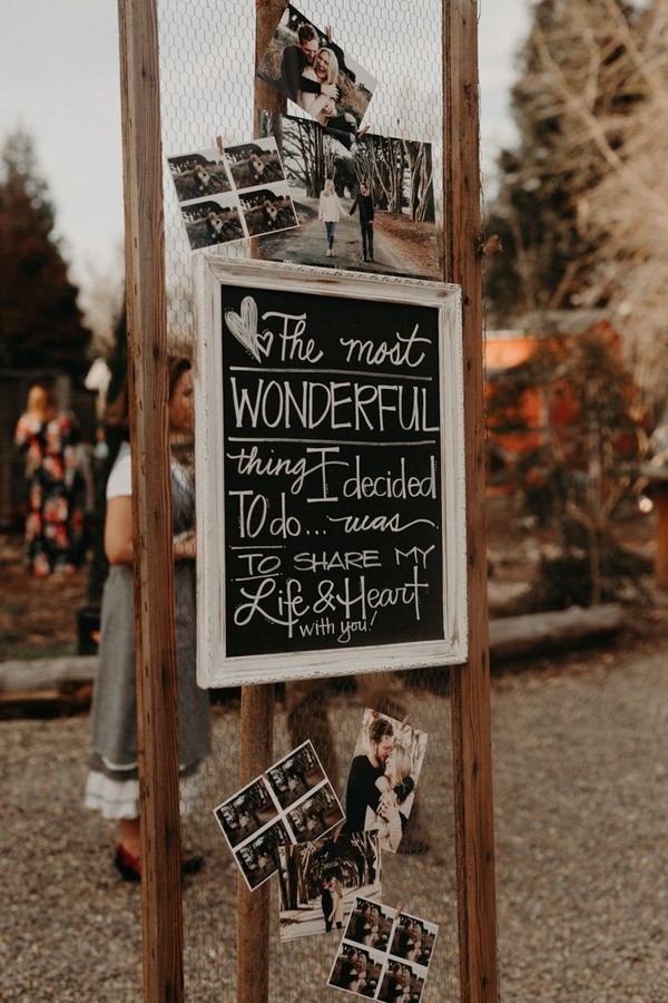 unique outdoor wedding photo display