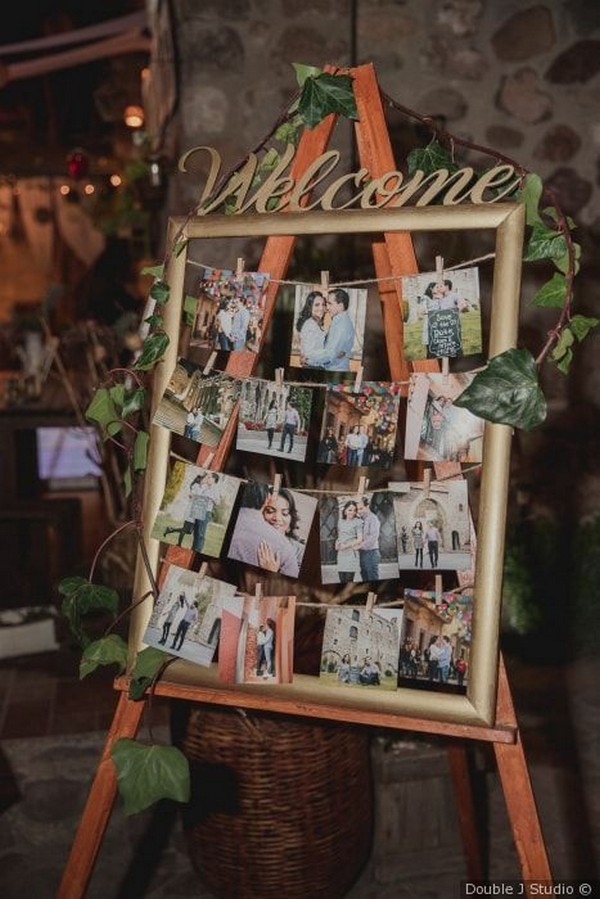 vintage wedding photo display