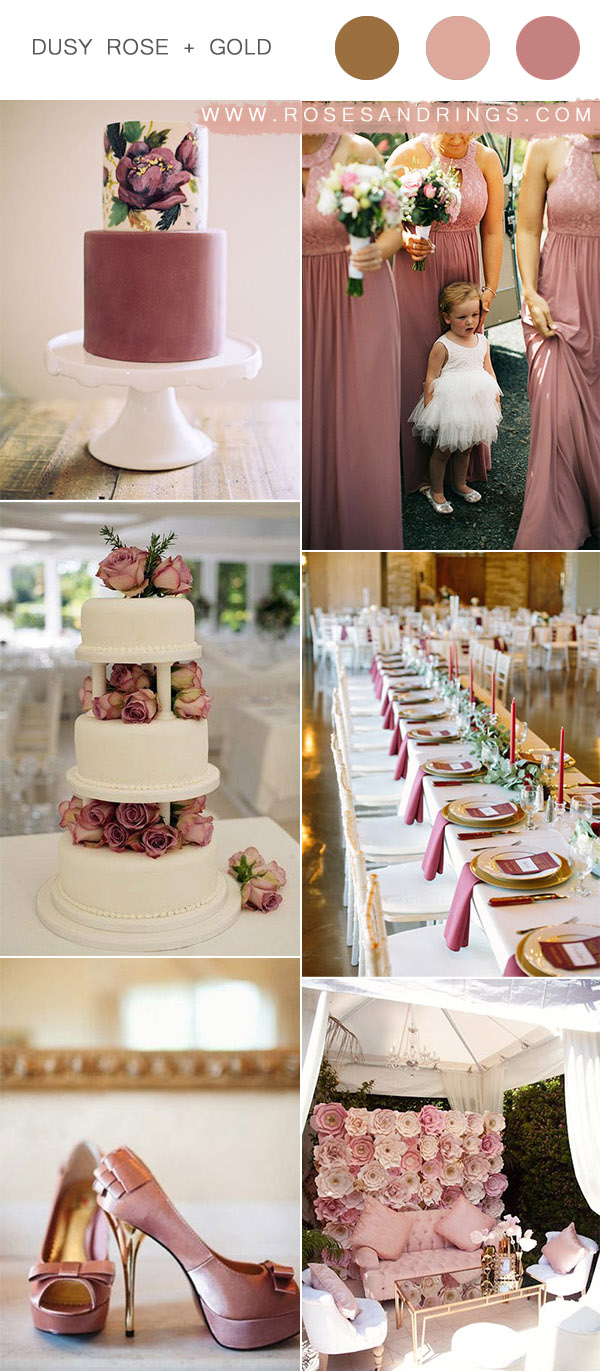 Dusty Rose Pink and Gold Wedding Color Ideas