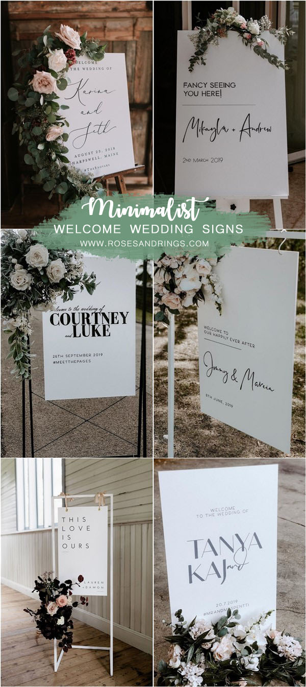 Minimalist simple wedding welcome sign ideas