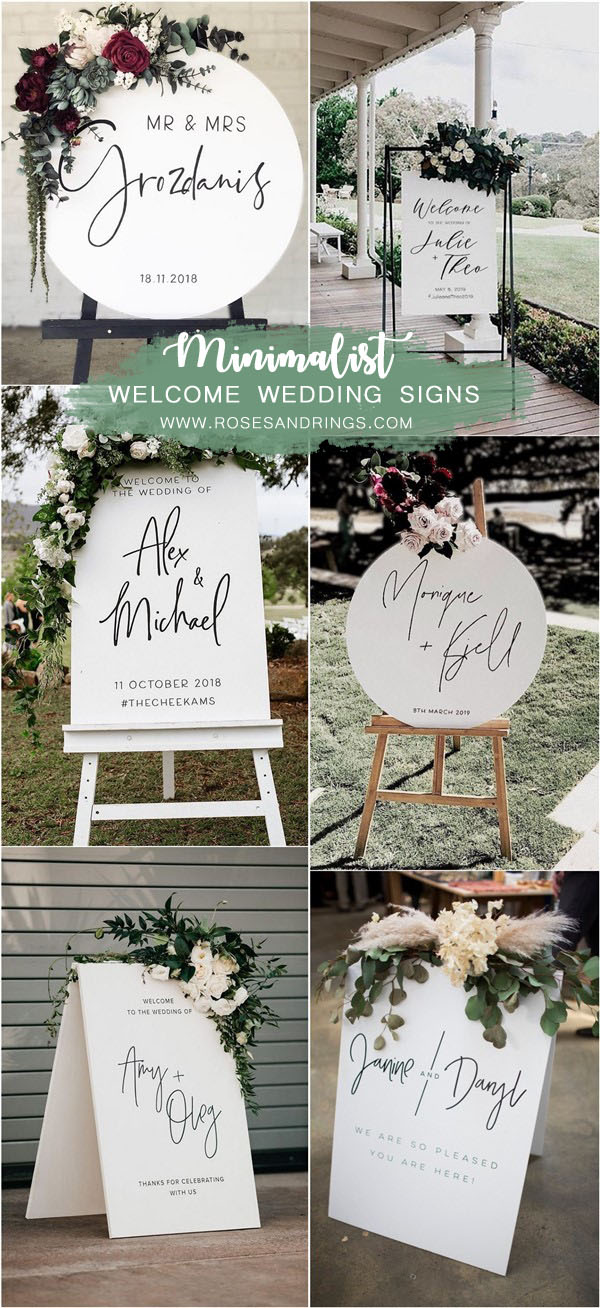 Minimalist simple wedding welcome sign ideas