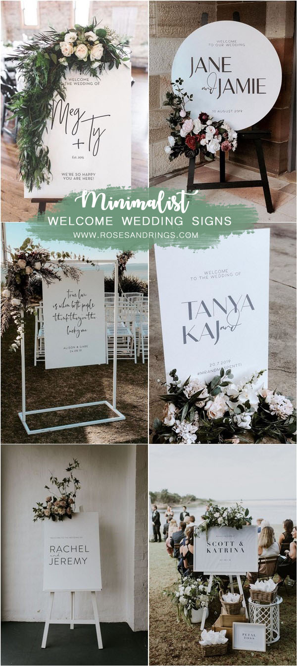 Minimalist simple wedding welcome sign ideas
