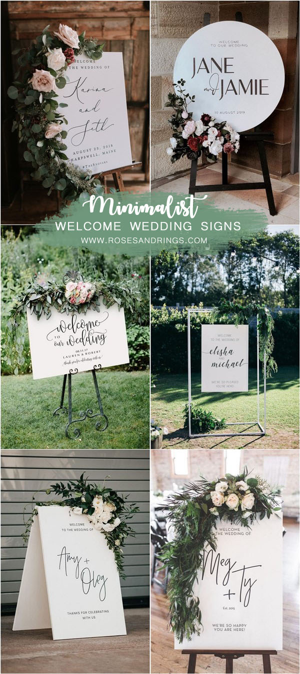 Minimalist simple wedding welcome sign ideas