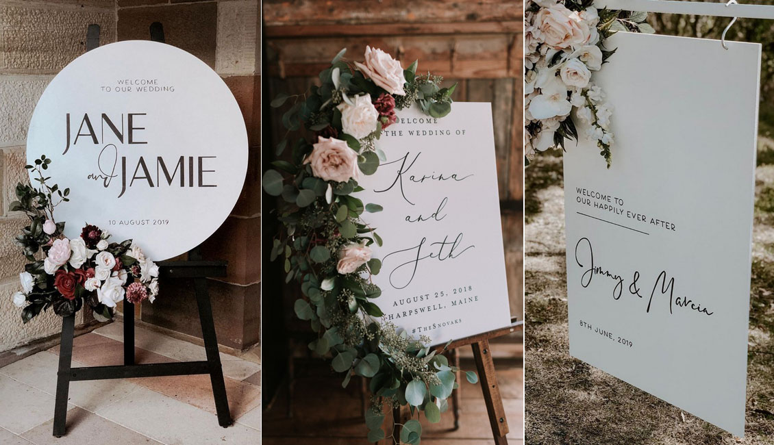 Minimalist simple wedding welcome sign ideas5