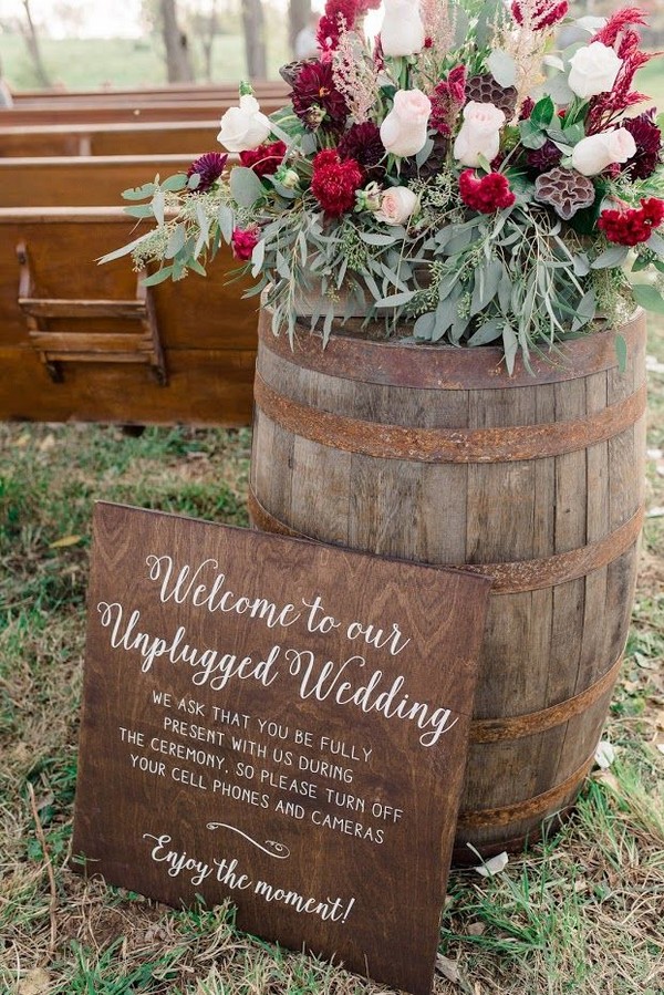 Welcome To Our Unplugged Wedding Sign