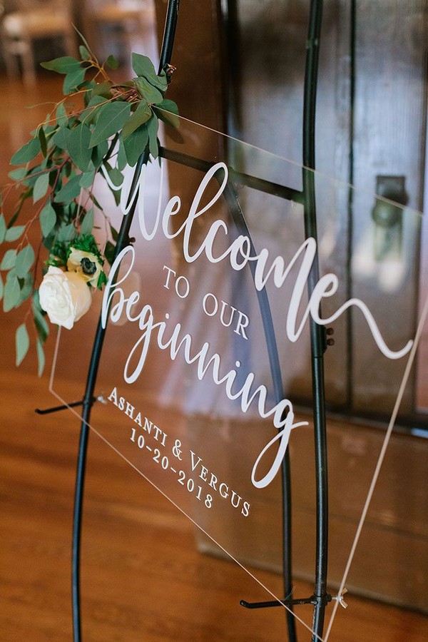 Welcome to Our Beginning Modern Acrylic Wedding Sign
