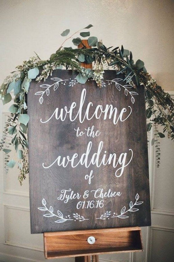 Welcome to the Wedding Wood Wedding Sign with Names and Date