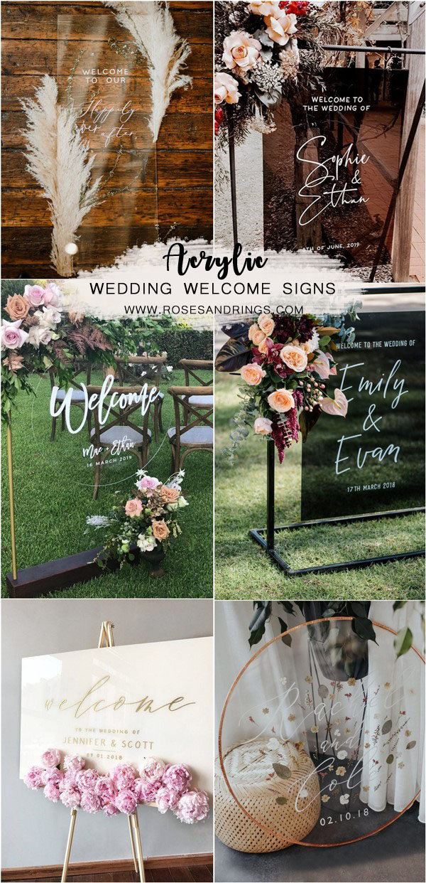 acrylic wedding welcome signage ideas