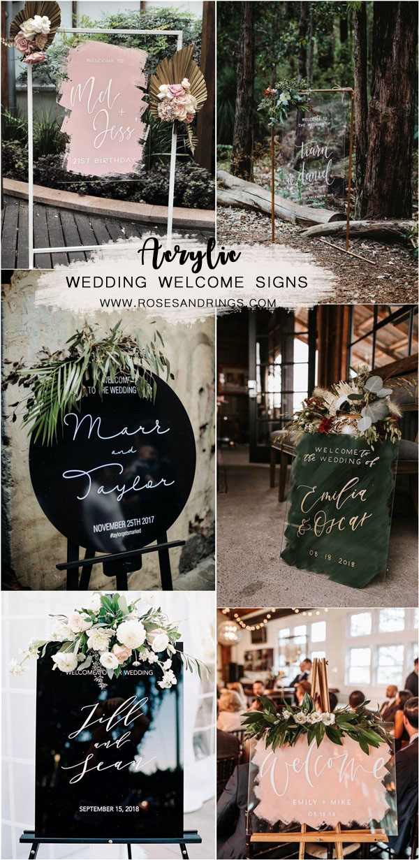 acrylic wedding welcome signage ideas