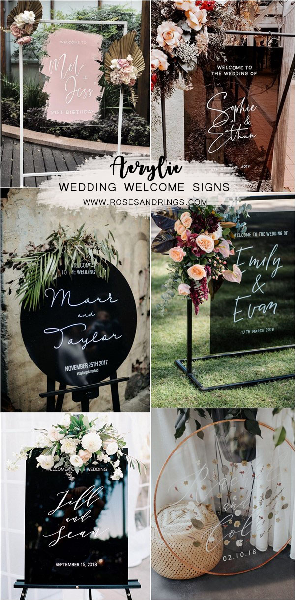 acrylic wedding welcome signage ideas