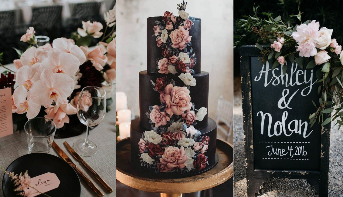 blush and black wedding color ideas