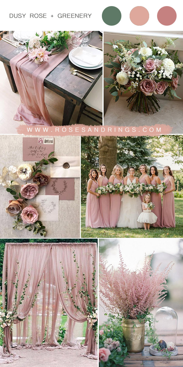 dusty rose and greenery wedding color combo ideas
