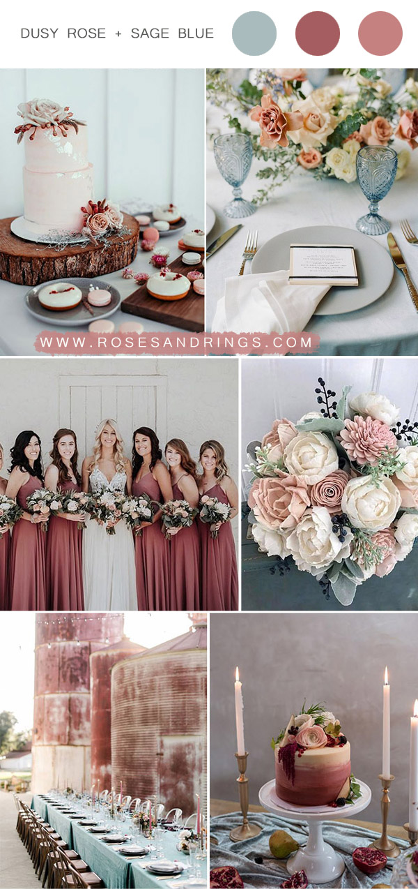 dusty rose and sage blue wedding color palette ideas