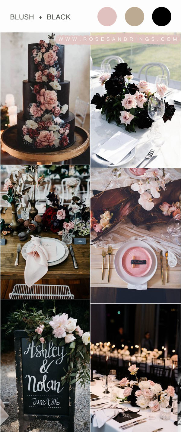 modern blush and black wedding color ideas