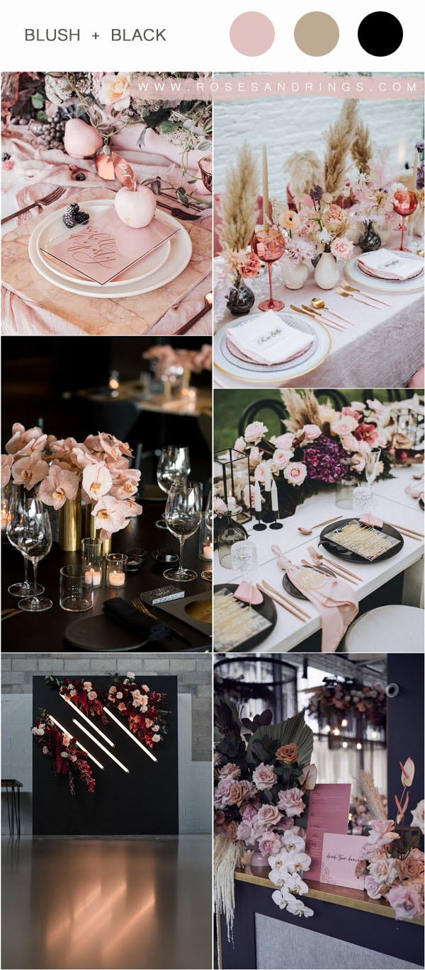 modern blush and black wedding color ideas