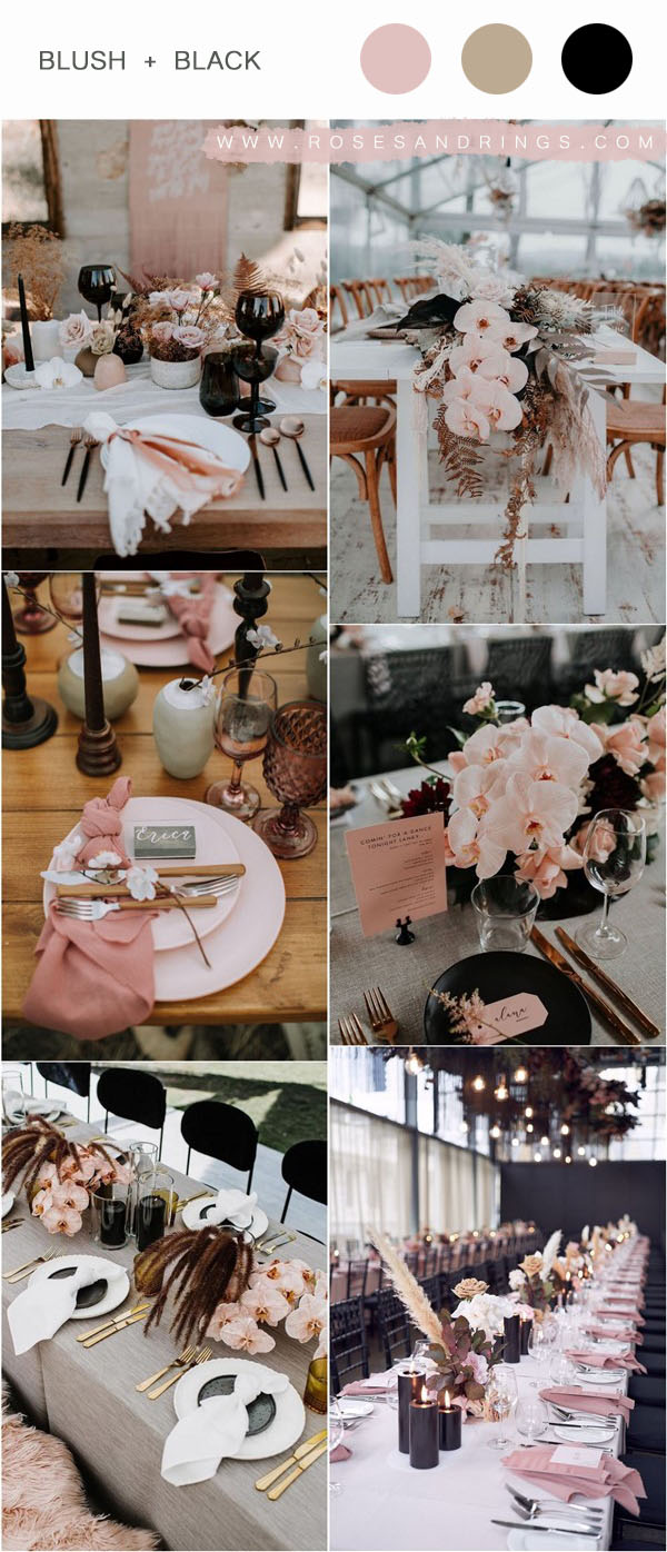 modern blush and black wedding color ideas