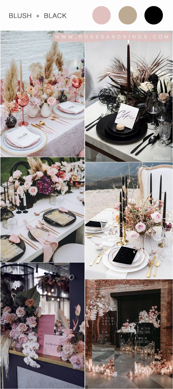 modern blush and black wedding color ideas