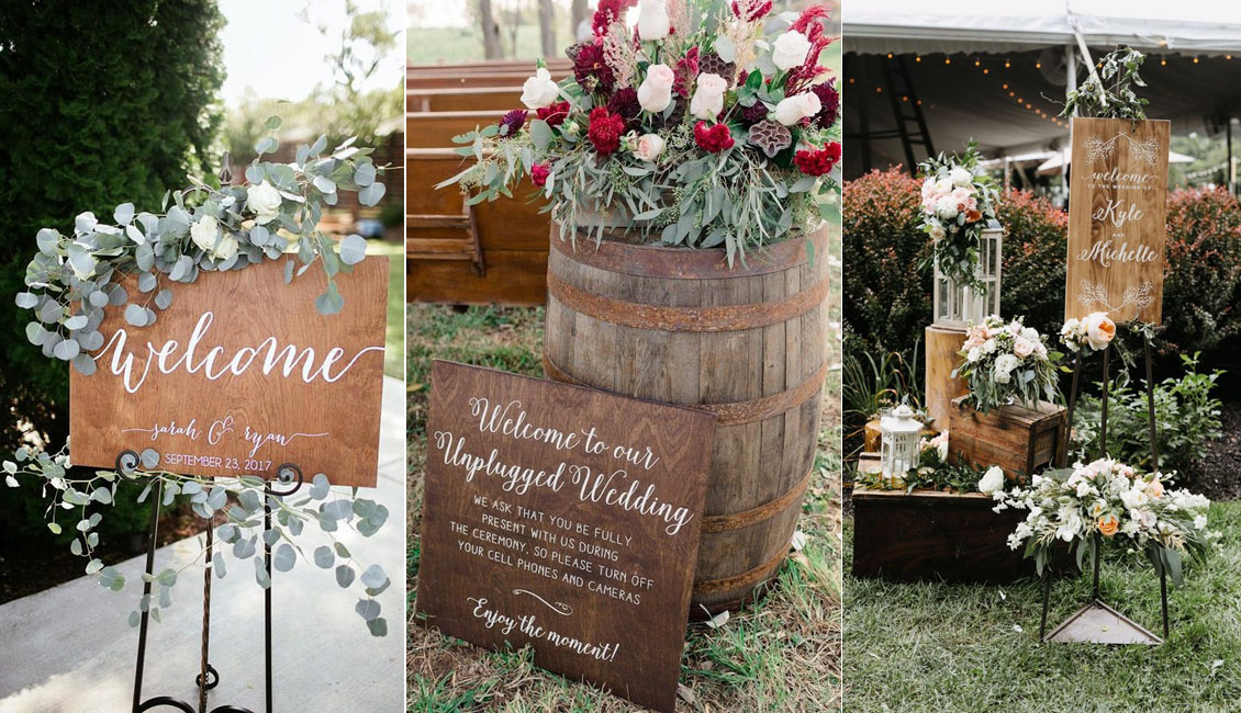 rustic wedding welcome signs
