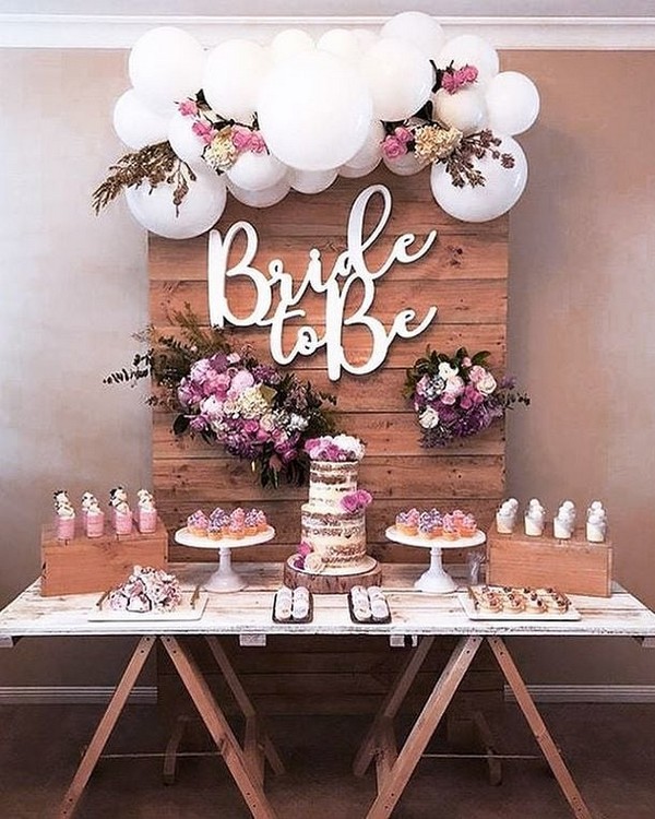 rustic white balloons wedding reception decor ideas 3