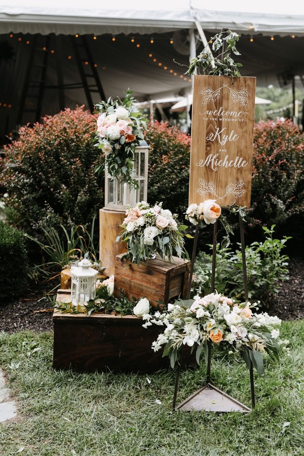 rustic wood wedding welcome sign