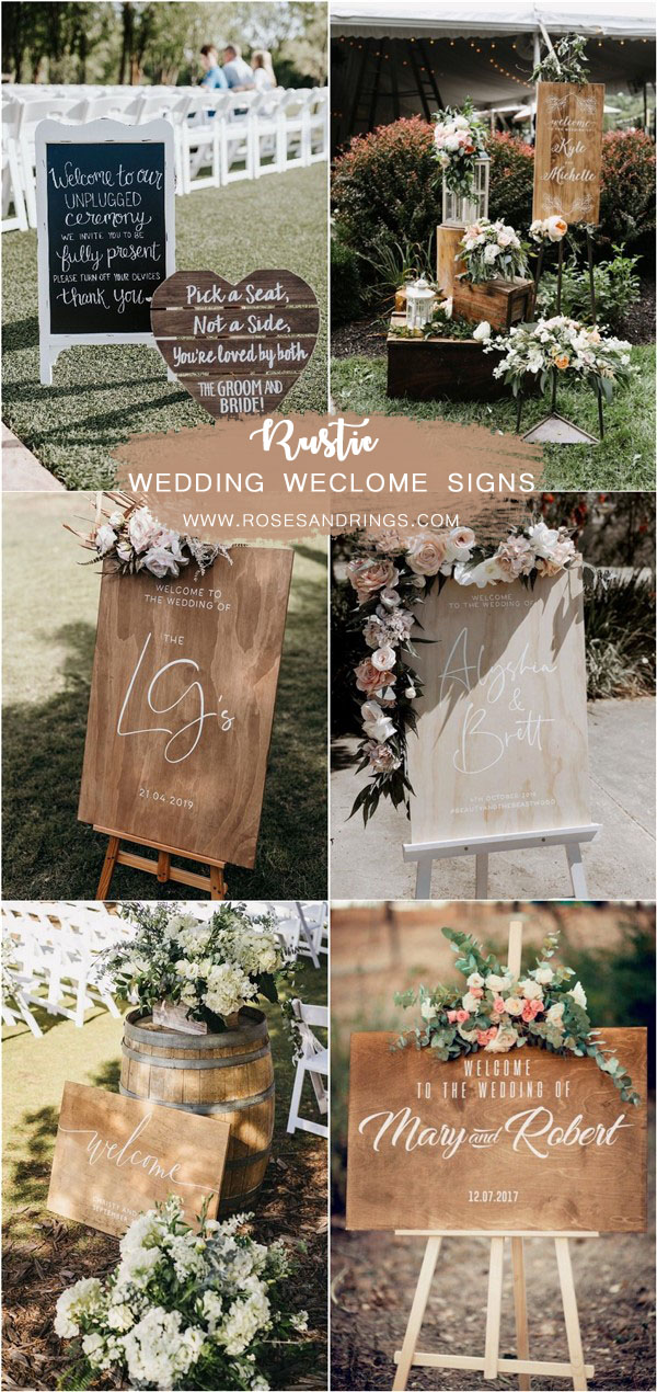 rustic wooden wedding welcome signs